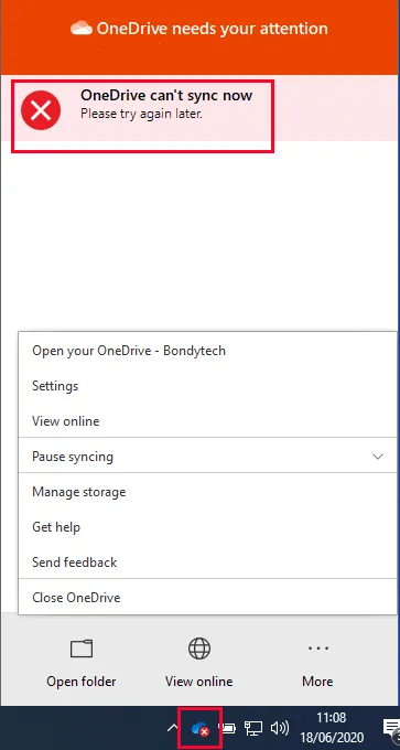 onedrive not syncing